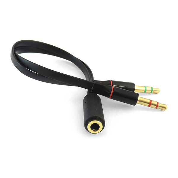35mm Female To 2 Male Gold Plated Headphone Mic Audio Y Splitter Flat Cable Roboticsdna 