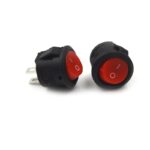 S.P.S.T. Round Rocker Switch, Red (2 Pcs)