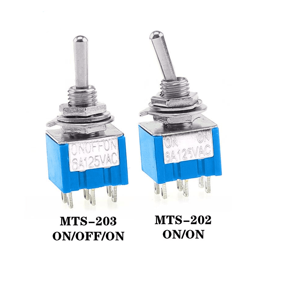 MTS203 6Amps 3 Position Toggle Switch (DPDT, ONOFFON, 6Pin) 2 Pics