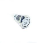 19mm 5V Unlock Symbol White Light  Momentary Silver Switch