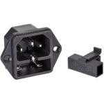 3 Pin C14 male Panel Mount 250V DC/AC 10A Power Terminal with fuse holder