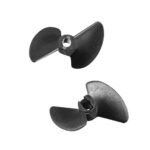 RC Boat CW + CCW Propeller 3mm Shaft 2 Vanes 30mm 1.6 P/D Fan Shape Plastic Black Rotating Propeller Props for RC Boat-1 Pair