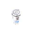 Flat Head 22MM 12-24V Power Latching Blue  Metal Push Button Switch with Led Light Waterproof
