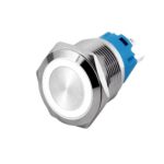 Flat Head 19MM 3-6V Ring Non-Latching White Metal Push Button Switch with Led Light Waterproof