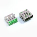 USB Type A 5 Pin 5A Female Connector For PCB Mount Green