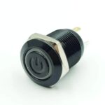 Flat Head 12mm 12-24V Ring Non-Latching Green 4-Pins Ultrashort Black Oxide Metal Switch