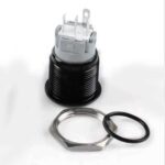 Flat Head 16mm 12-24v  Ring type Non-Latching Blue 5-Pins Black Oxide Metal Switch - Image 2