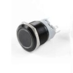 Flat Head 16mm 12-24v Ring type Non-Latching White 5-Pins Black Oxide Metal Switch