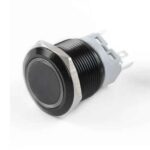 Flat Head 16mm 12-24v  Ring type Latching  Blue 5-Pins Black Oxide Metal Switch