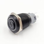 High Head 16mm 3-6V Power Latching Red 5-Pins Black Oxide Metal Switch