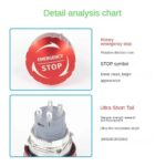 22mm 1NO 1NC  Metal Mushroom Head Emergency Stop Push Switch F Rotary - Image 2