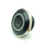 Flat Head 19mm 3-6V Power Non-Latching Blue 4-Pins Ultra short Black Oxide Metal Switch