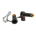 Electric bicycle twist throttle (ORANGE) with forward reverse and mode adjustment buttons.