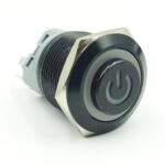 High Head 22mm 12-24V Blue Power Non-Latching 5-Pins Black Oxide Metal Switch