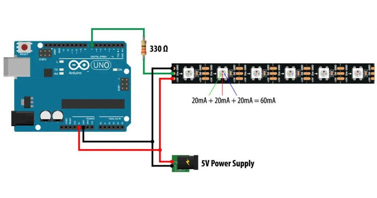 How To Control WS2812B Individually Addressable LEDs using Arduino