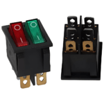 KCD8-212N 16A 250V SPST ON-OFF 6 Leg Double Rocker Switch Green Red - Image 5