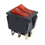 KCD8-212N 16A 250V Red 6 pin Dual SPST Plastic Rocker Switches With Indicator Pack - Image 2