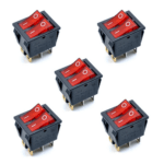 KCD8-212N 16A 250V Red 6 pin Dual SPST Plastic Rocker Switches With Indicator Pack - Image 3