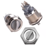 22mm 220V 5Pin 1NO 1NC 2Position Latching White Metal Rotary Selector Switch