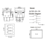 ROCKER SWITCH-KCD3-301-3N Three Pole Three Throw ON OFF Illuminated - Image 2