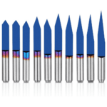 CNC Router Bits 1/8" Shank V-Groove , 10/15 /20/25/30/40/45/60/90/90 Degree Set, Nano Blue Coat Conical V-Bit, Engraving Tool for CNC Carving Lettering 2D 3D Sculpture - 10 Pcs  Set