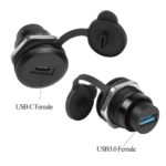 USB Type-C to USB 3.0 Female Panel Mount Connector With Rubber Cap - High Quality - Image 2