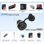 USB Type-C to USB 3.0 Female Panel Mount Connector With Rubber Cap - High Quality - Image 3