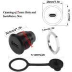USB Type-C to USB 3.0 Female Panel Mount Connector With Rubber Cap - High Quality - Image 5