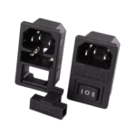 Power Switch AC 3pin AC Power Socket with Black Rocker Switch with Protection Fuse
