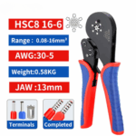 HSC8 16-6A 0.08-16mm²/30-5AWG Wire Crimpers Crimping Pliers Self Adjusting Terminal Crimping Tool - Image 2