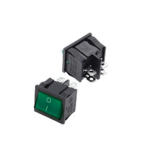 QY605-201-T125 Green 6A 250V DPDT ON-OFF Rocker Switch With Light