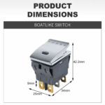 DPDT 20A 2NO 2NC High Current 28*22mm Waterproof Rocker Switch With 12-24V LED Light - Image 4