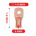 6x1/4 Pure Copper Tube Terminal Cus Lugs (Pack of 5) - Image 4