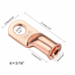 6x5/16 Pure Copper Tube Terminal Cus Lugs (Pack of 5) - Image 3