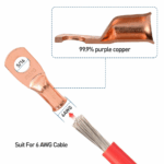 6x5/16 Pure Copper Tube Terminal Cus Lugs (Pack of 5) - Image 2