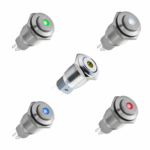 Flat Head 16mm 3-6V Latching Red Dot Illuminated Silver Metal Switch - Image 2