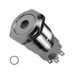 Flat Head 16mm 12-24V Latching White Dot Illuminated Silver Metal Switch