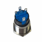 High Head 16mm 3-6V Non-Latching Yellow Dot Illuminated Silver Metal Switch - Image 7