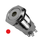 Flat Head 16mm 3-6V Latching Red Dot Illuminated Silver Metal Switch