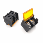 HB-9500 2P 9.5mm 25A Barrier Terminal Block Connector with Cover PCB Mount