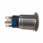 Flat Head 16mm 3-6V Latching Red Dot Illuminated Silver Metal Switch - Image 9