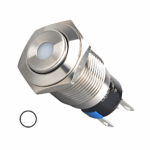 High Head 16mm 12-24V Non-Latching White Dot Illuminated Silver Metal Switch